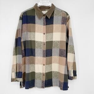 Bobbie Brooks Shirt Woman Size 18/20‎ Patchwork Button Up Vintage Cotton India